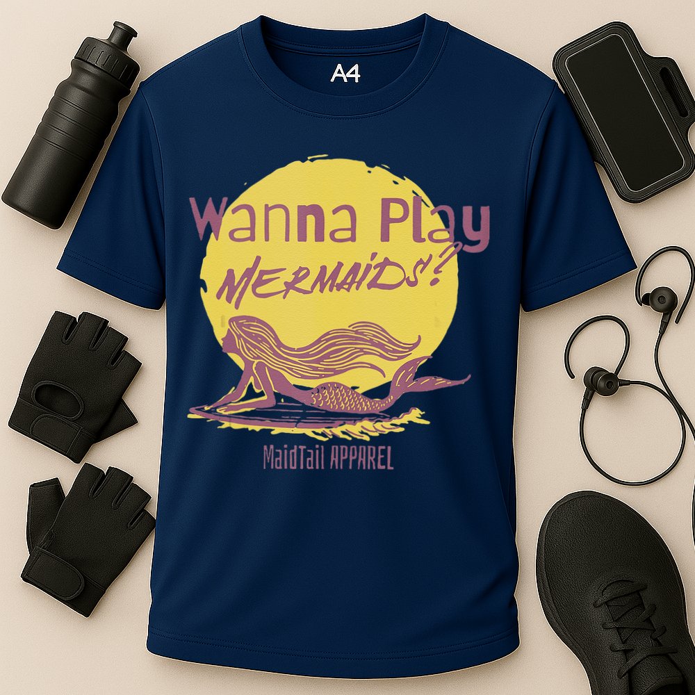 Wanna Play Mermaids Funny Cute Mermaid Swim Team Love Cooling Performance Crew T-Shirt