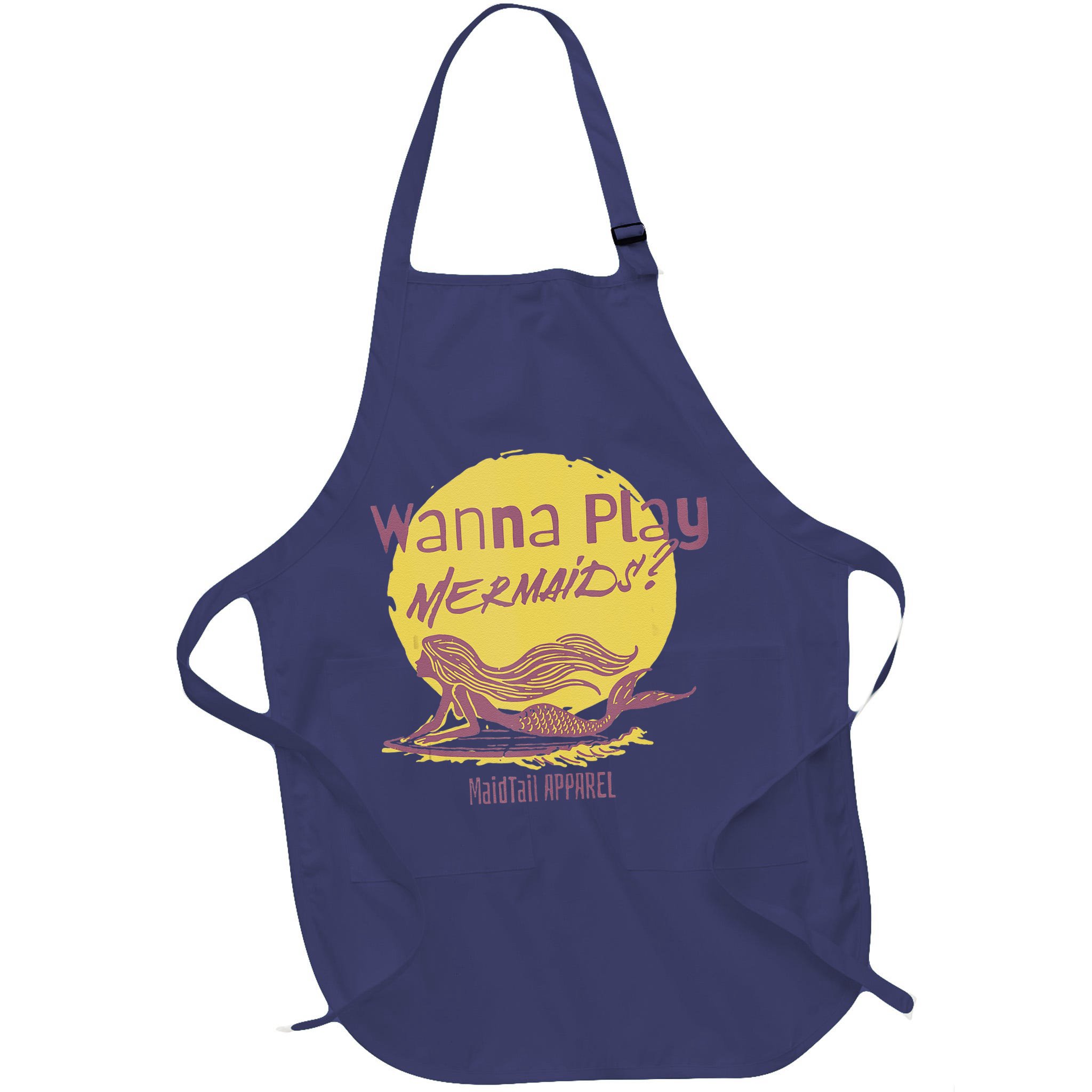 Wanna Play Mermaids Funny Cute Mermaid Swim Team Love Apron