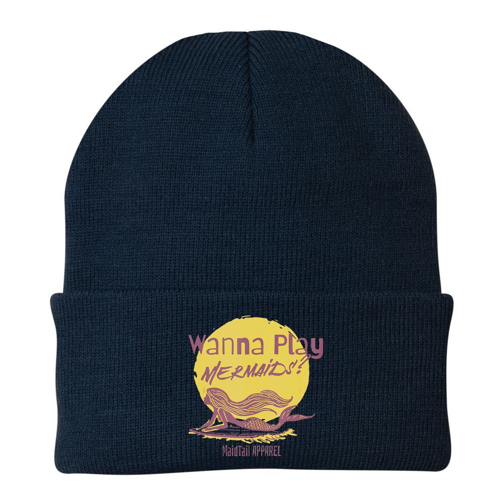 Wanna Play Mermaids Funny Cute Mermaid Swim Team Love Beanie