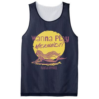 Wanna Play Mermaids Funny Cute Mermaid Swim Team Love Mesh Reversible Basketball Jersey Tank