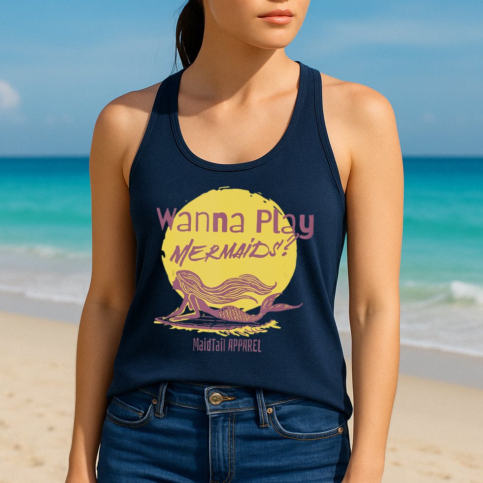 Wanna Play Mermaids Funny Cute Mermaid Swim Team Love Womens Tank Top