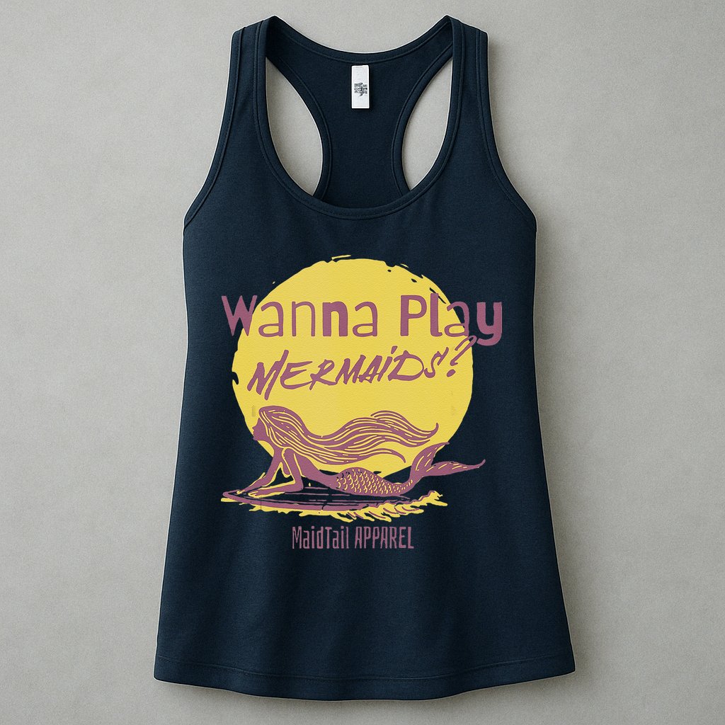 Wanna Play Mermaids Funny Cute Mermaid Swim Team Love Womens Tank Top