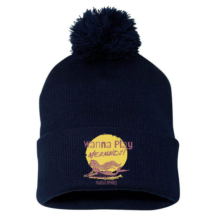 Wanna Play Mermaids Funny Cute Mermaid Swim Team Love Pom Pom 12in Knit Beanie