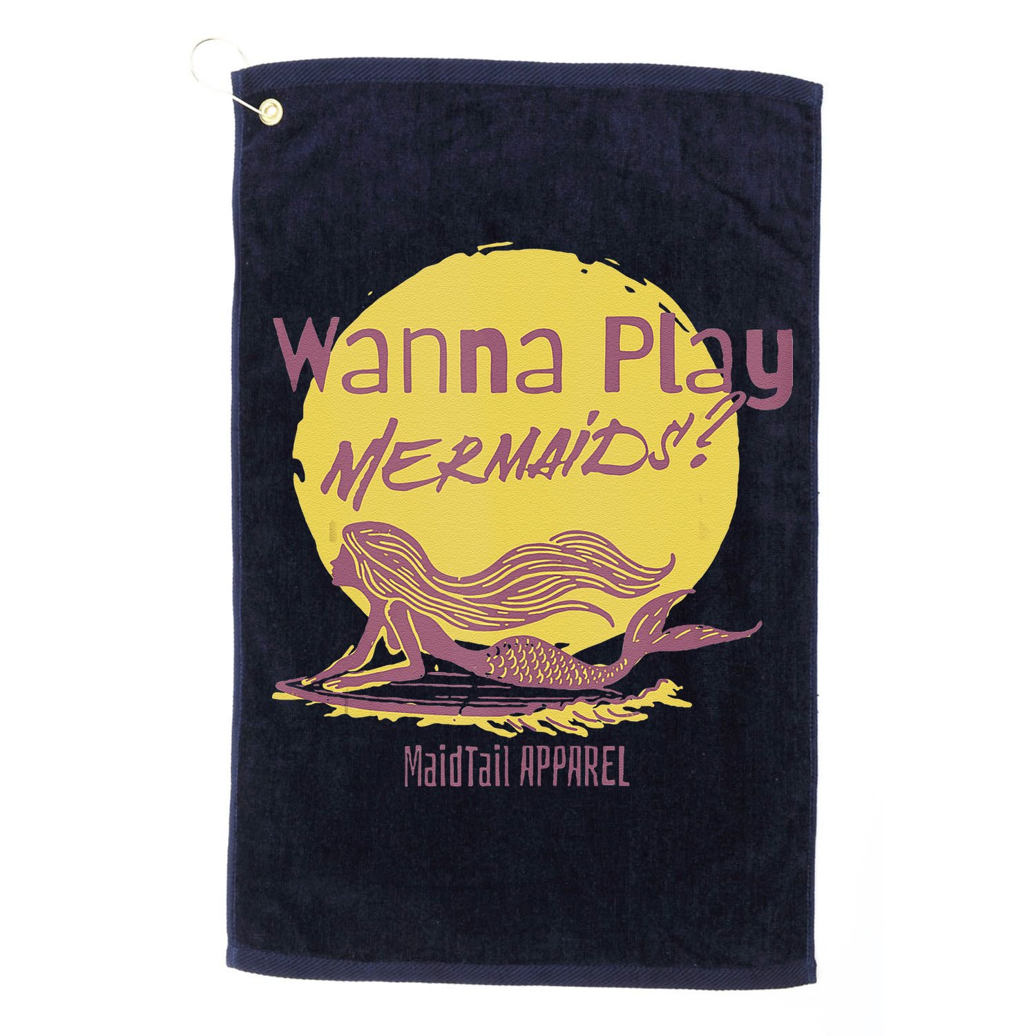 Wanna Play Mermaids Funny Cute Mermaid Swim Team Love Golf Towel
