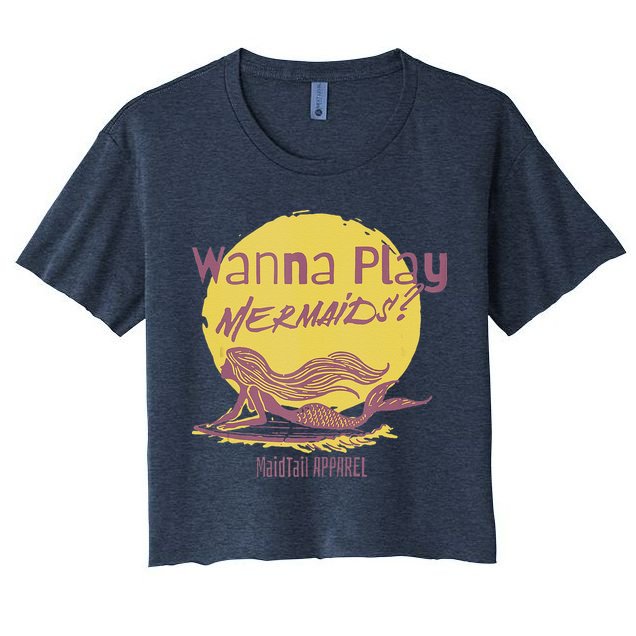 Wanna Play Mermaids Funny Cute Mermaid Swim Team Love Crop Top