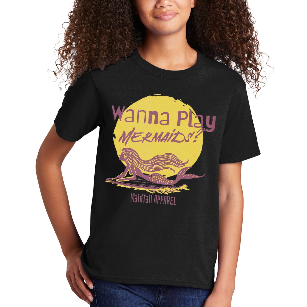 Wanna Play Mermaids Funny Cute Mermaid Swim Team Love Kids T-Shirt