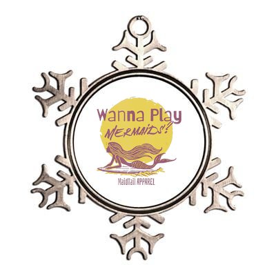 Wanna Play Mermaids Funny Cute Mermaid Swim Team Love Metallic Star Ornament