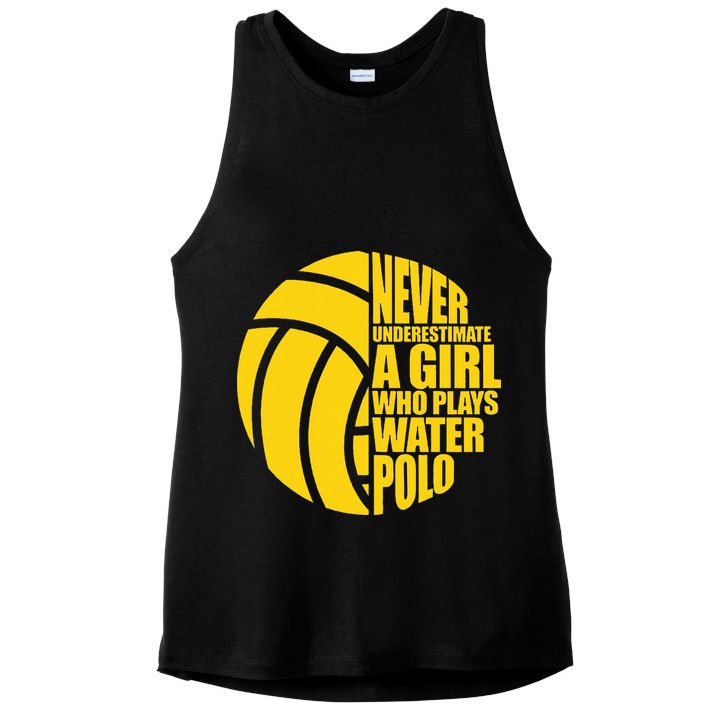 Water Polo Never Underestimate A Girl Who Plays Water Polo Ladies PosiCharge Tri-Blend Wicking Tank