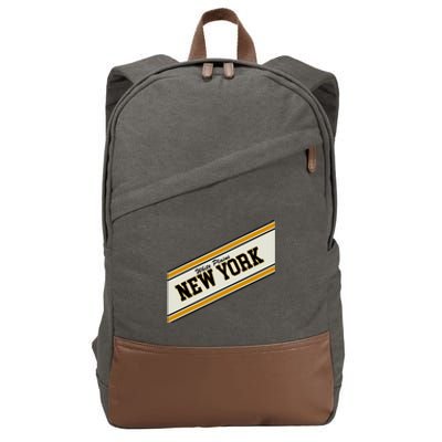 White Plains New York Varsity Logo Cotton Canvas Backpack