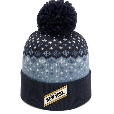 White Plains New York Varsity Logo The Baniff Cuffed Pom Beanie