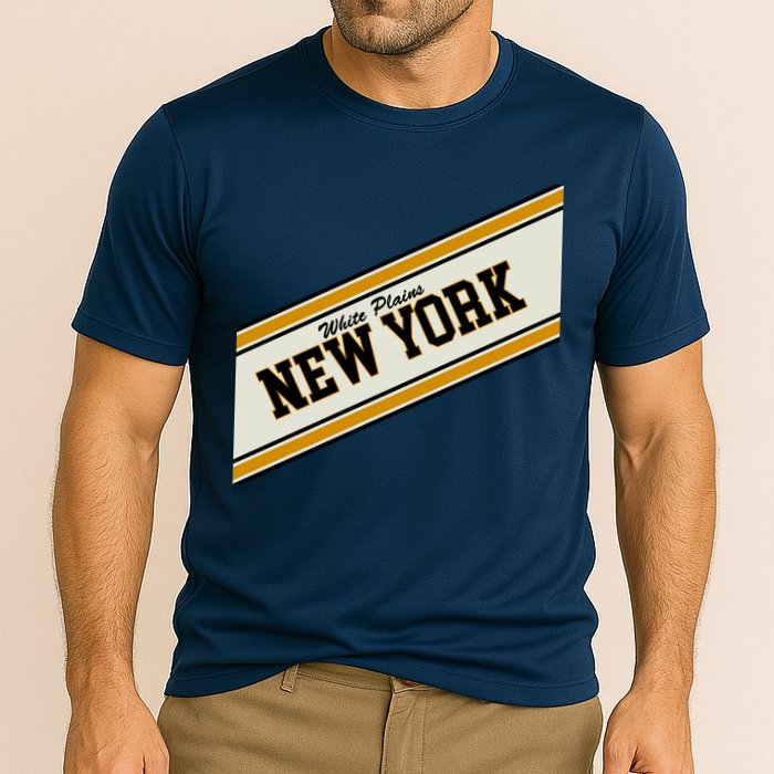 White Plains New York Varsity Logo Cooling Performance Crew T-Shirt
