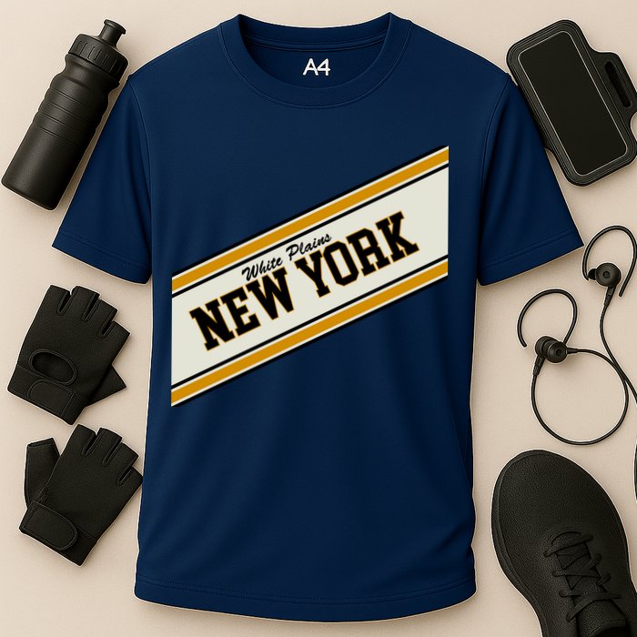 White Plains New York Varsity Logo Cooling Performance Crew T-Shirt