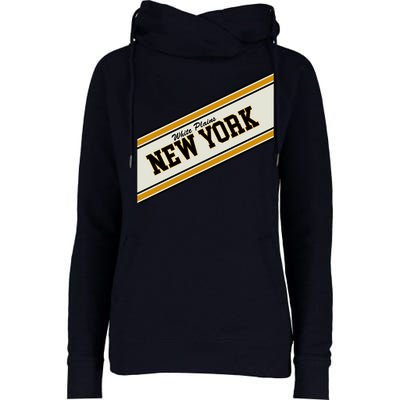 White Plains New York Varsity Logo Womens Funnel Neck Pullover Hood