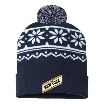 White Plains New York Varsity Logo USA-Made Snowflake Beanie