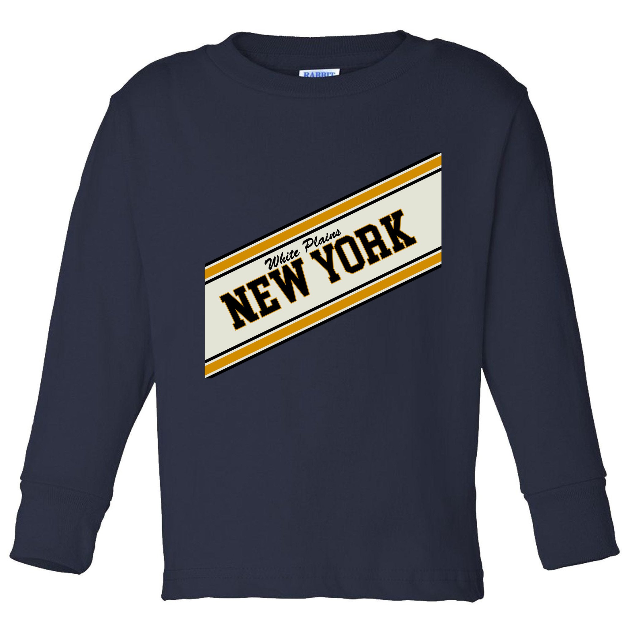 White Plains New York Varsity Logo Toddler Long Sleeve Shirt