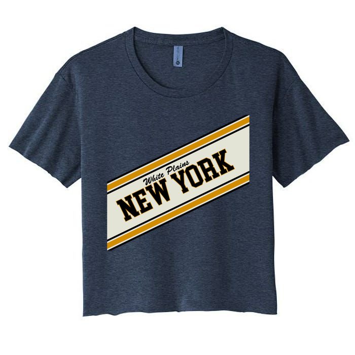 White Plains New York Varsity Logo Women's Crop Top Tee