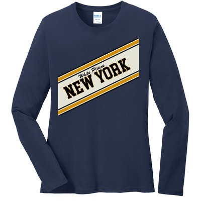 White Plains New York Varsity Logo Ladies Long Sleeve Shirt