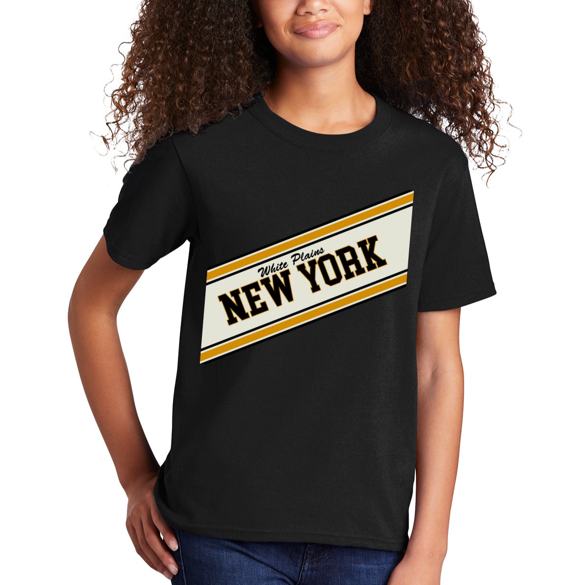 White Plains New York Varsity Logo Kids T-Shirt