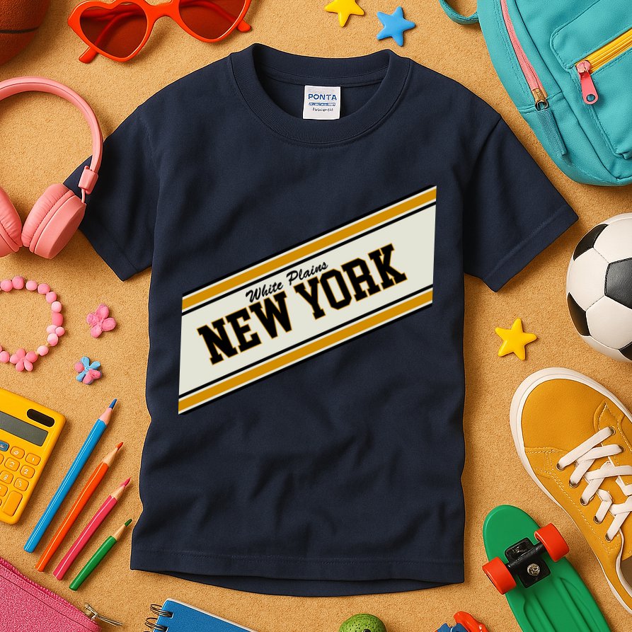 White Plains New York Varsity Logo Kids T-Shirt