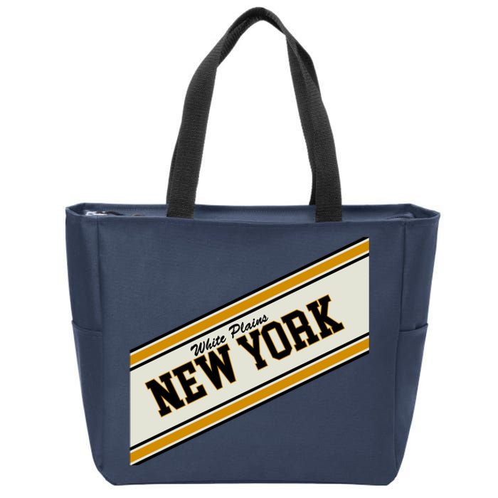 White Plains New York Varsity Logo Zip Tote Bag