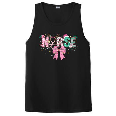 Women Pin.K Nurse Christmas Stethoscope Scrub Coquette Bow Gift PosiCharge Competitor Tank