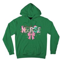 Women Pin.K Nurse Christmas Stethoscope Scrub Coquette Bow Gift Hoodie