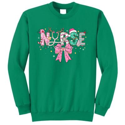 Women Pin.K Nurse Christmas Stethoscope Scrub Coquette Bow Gift Sweatshirt