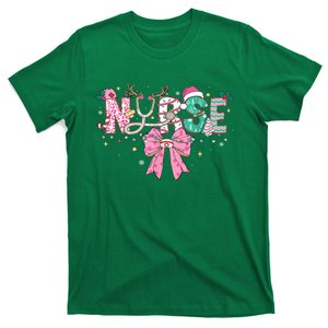 Women Pin.K Nurse Christmas Stethoscope Scrub Coquette Bow Gift T-Shirt