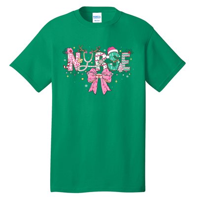 Women Pin.K Nurse Christmas Stethoscope Scrub Coquette Bow Gift Tall T-Shirt