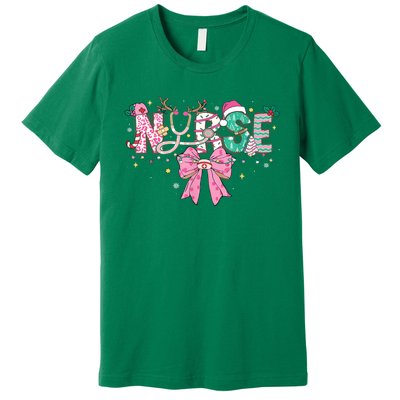 Women Pin.K Nurse Christmas Stethoscope Scrub Coquette Bow Gift Premium T-Shirt