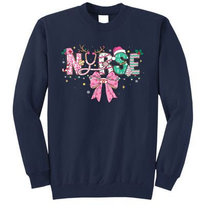 Women Pin.K Nurse Christmas Stethoscope Scrub Coquette Bow Gift Tall Sweatshirt