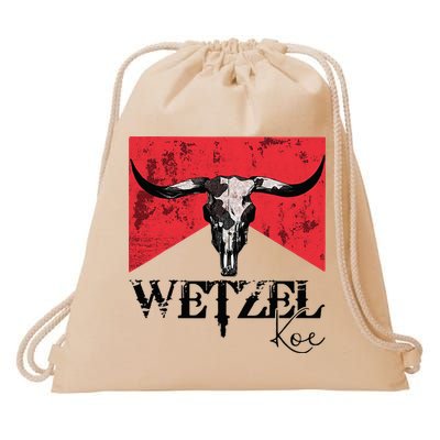 Wetzel Personalized Name Western Country Music Bull Skull Drawstring Bag