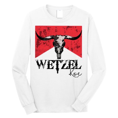 Wetzel Personalized Name Western Country Music Bull Skull Long Sleeve Shirt