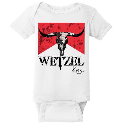 Wetzel Personalized Name Western Country Music Bull Skull Baby Bodysuit