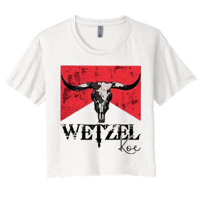 Wetzel Personalized Name Western Country Music Bull Skull Crop Top