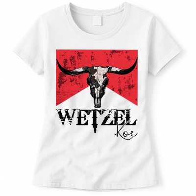 Wetzel Personalized Name Western Country Music Bull Skull Womens T-Shirt