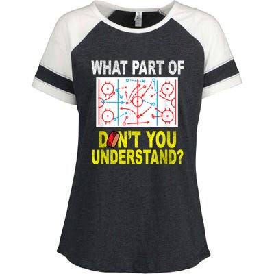 What Part Of Don't You Understand Funny Hockey Mom Dad Coach Enza Ladies Jersey Colorblock Tee