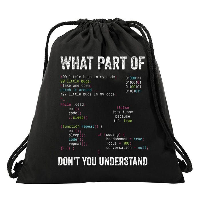 What Part Of Dont You Understand Computer Science Lovers Drawstring Bag