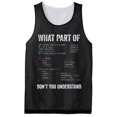 What Part Of Dont You Understand Computer Science Lovers Mesh Reversible Basketball Jersey Tank