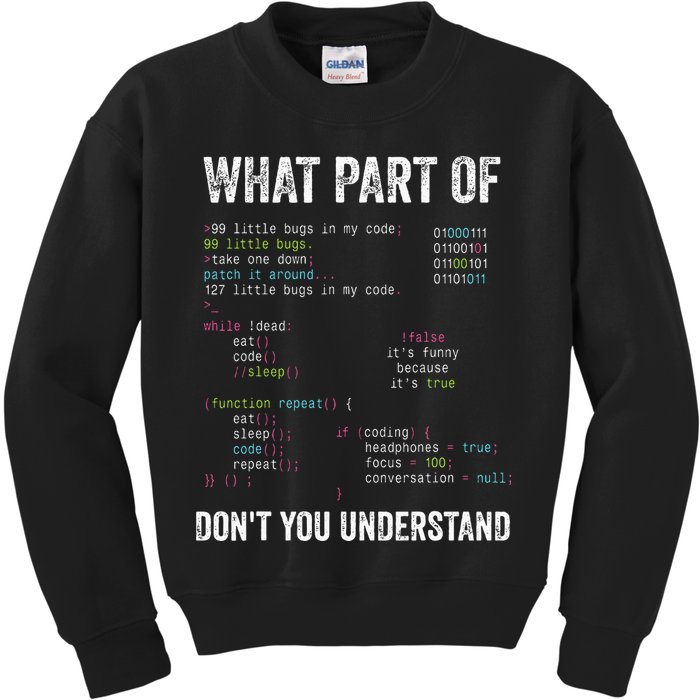 What Part Of Dont You Understand Computer Science Lovers Kids Sweatshirt