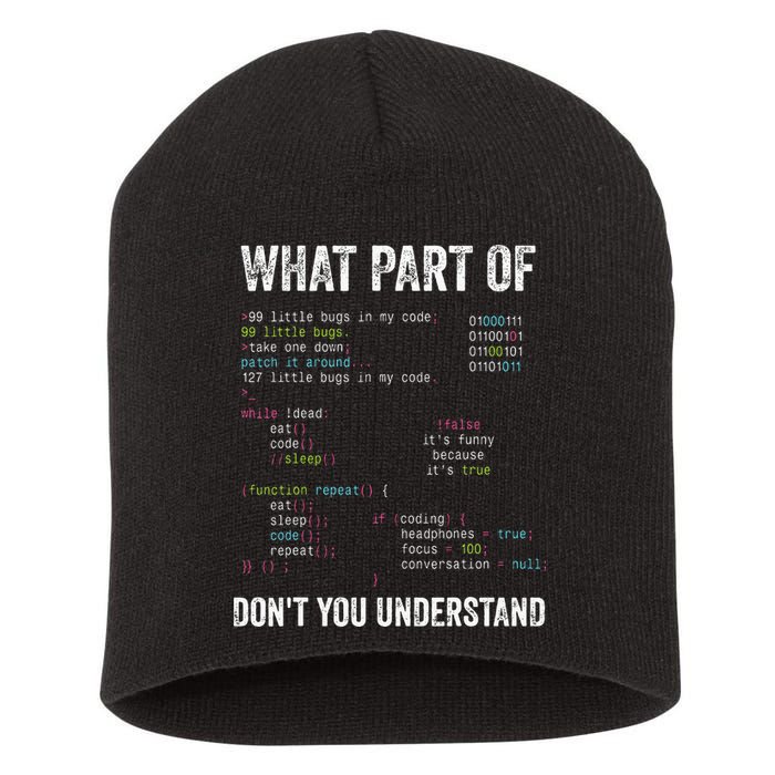What Part Of Dont You Understand Computer Science Lovers Short Acrylic Beanie