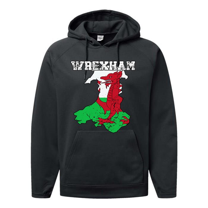 Wrexham Pride Of Wales Welsh Dragon Football Performance Fleece Hoodie