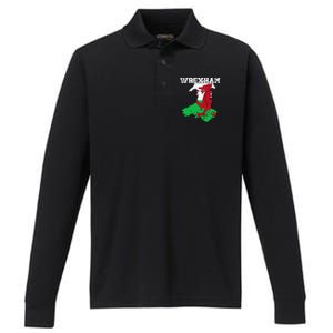 Wrexham Pride Of Wales Welsh Dragon Football Performance Long Sleeve Polo