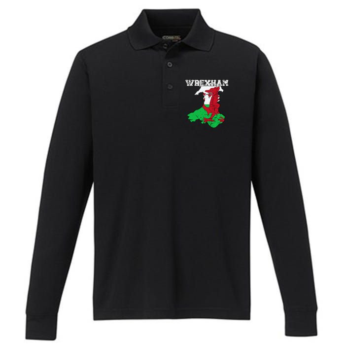 Wrexham Pride Of Wales Welsh Dragon Football Performance Long Sleeve Polo