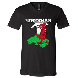 Wrexham Pride Of Wales Welsh Dragon Football V-Neck T-Shirt