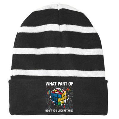 What Part Of Don't You Understand Funny Speed Cubing Math Striped Beanie with Solid Band