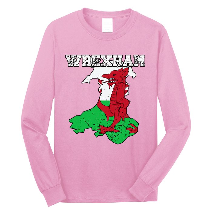 Wrexham Pride Of Wales Welsh Dragon Football Fan Long Sleeve Shirt