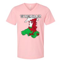 Wrexham Pride Of Wales Welsh Dragon Football Fan V-Neck T-Shirt