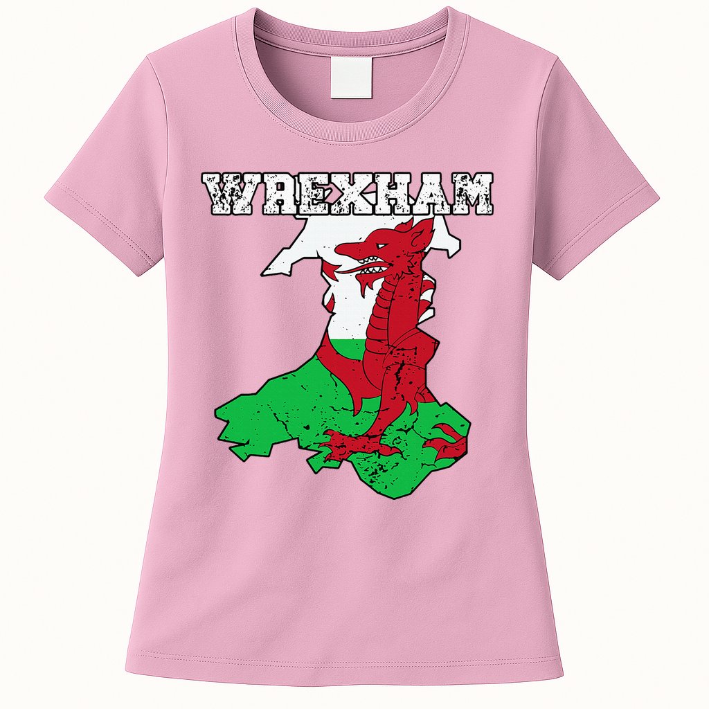 Wrexham Pride Of Wales Welsh Dragon Football Fan Womens T-Shirt