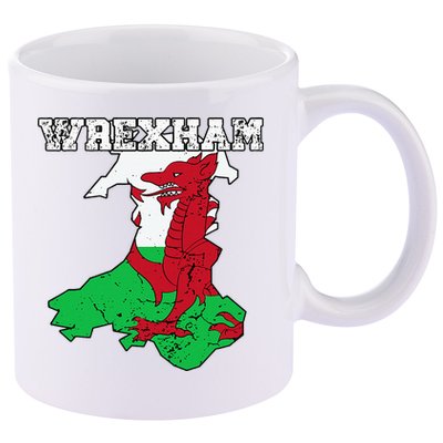 Wrexham Pride Of Wales Welsh Dragon Football Fan 11oz C Handle Ceramic Mug